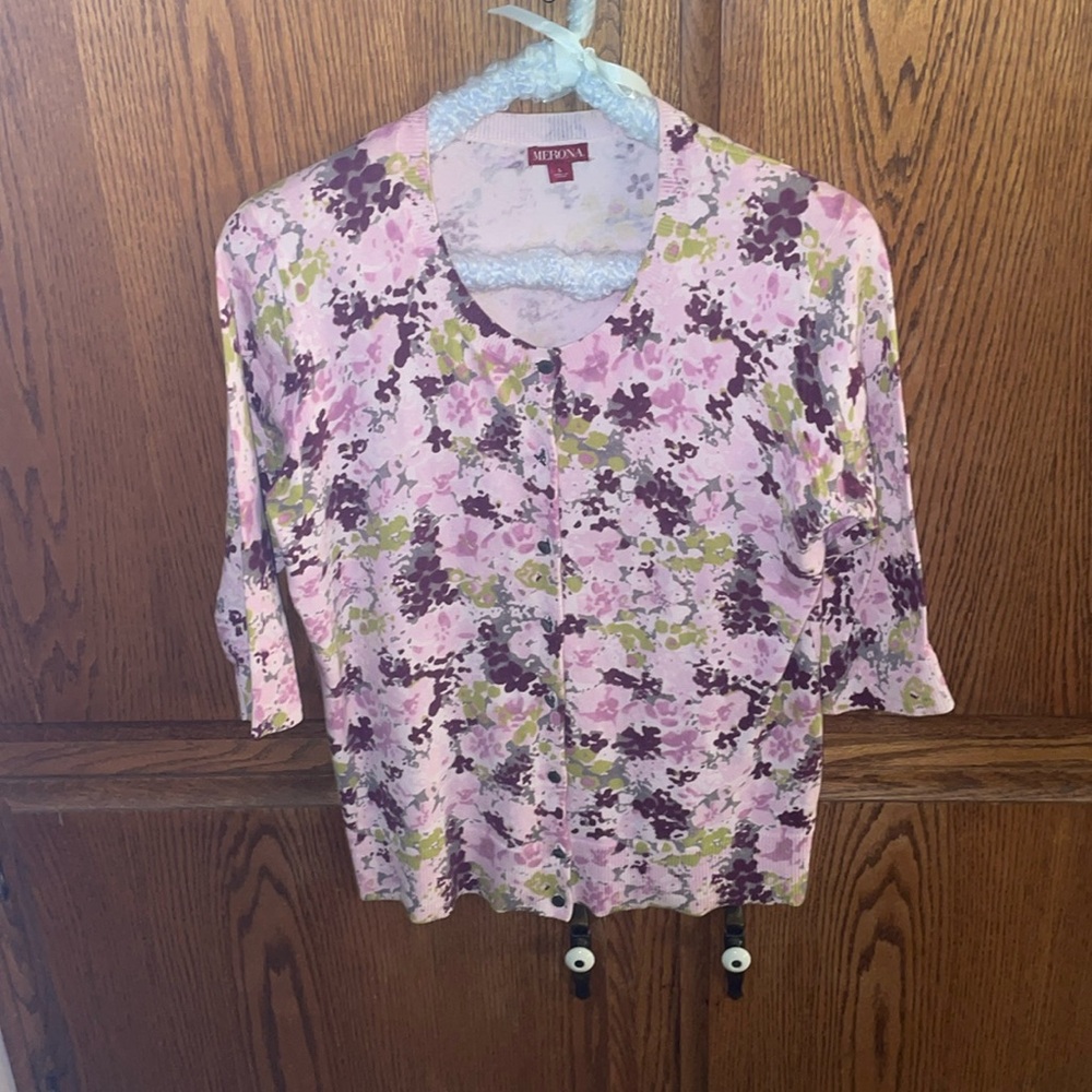 Floral merona cardigan size large
